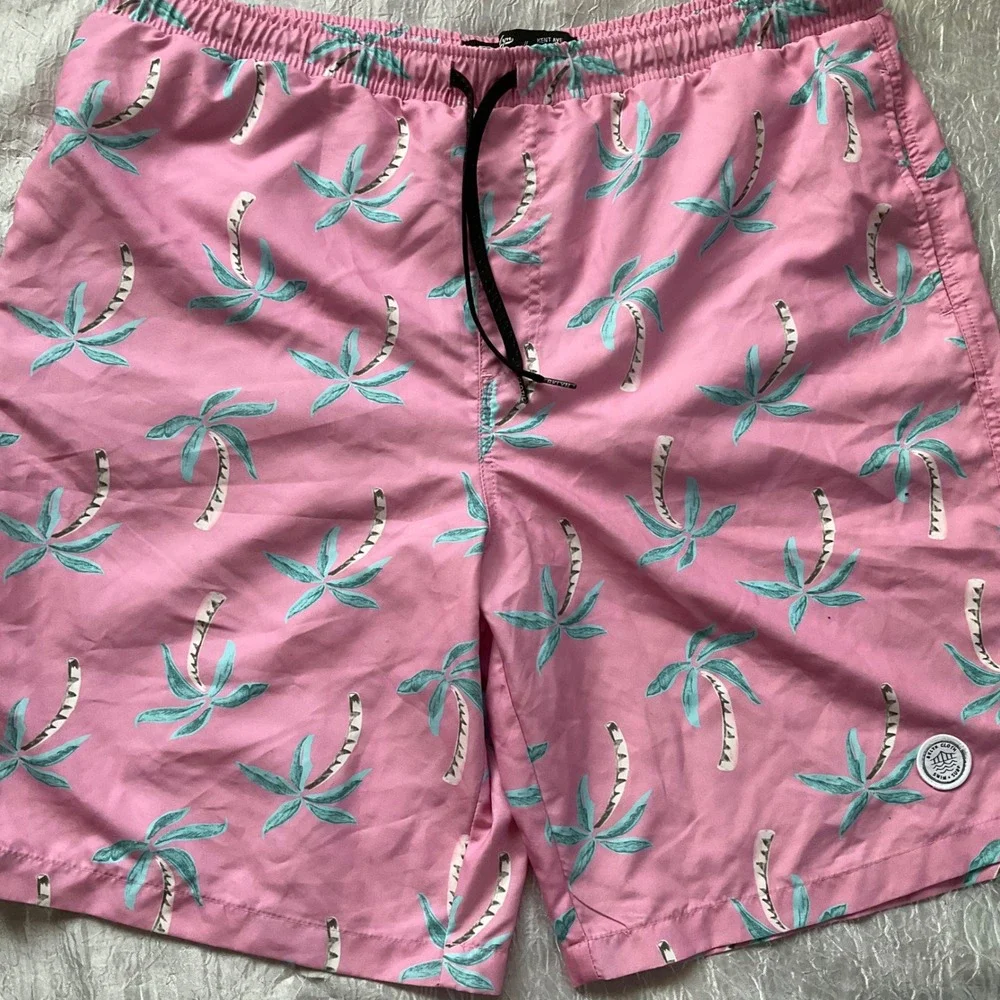 BKLYN Cloth Mens Kent Ave Volley Swim Trunks Shorts Palm Tree 2XL Bathing Suit